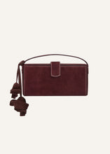 Load image into Gallery viewer, Apolonia bag in burgundy suede with flower charm
