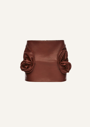 AW25 LEATHER 16 SKIRT BORDEAUX