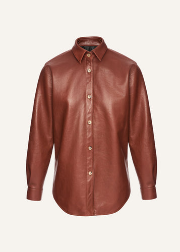 AW25 LEATHER 19 SHIRT BORDEAUX
