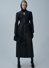 Load image into Gallery viewer, Stitch waist leather coat in black

