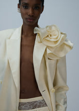 Load image into Gallery viewer, Double breasted flower appliqué coat in cream
