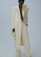 Load image into Gallery viewer, Double breasted flower appliqué coat in cream
