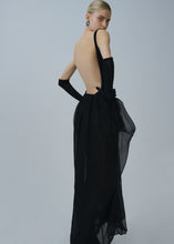 Load image into Gallery viewer, Sheer silk sculptural maxi skirt in black

