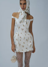 Load image into Gallery viewer, Off-shoulder hip pad mini dress in cream print
