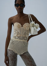 Load image into Gallery viewer, Lace crochet bustier bodysuit in cream
