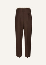 Load image into Gallery viewer, Lace-detail wool tapered trousers in brown

