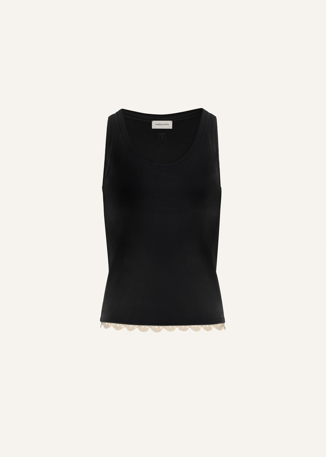 Lace-detail tank top in black