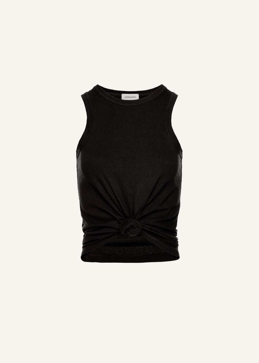Knotted tank top in black