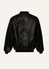 Load image into Gallery viewer, Oversized leather bomber jacket in black
