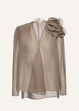 Load image into Gallery viewer, Classic silk flower blouse in brown
