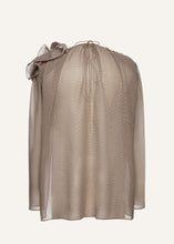 Load image into Gallery viewer, Classic silk flower blouse in brown
