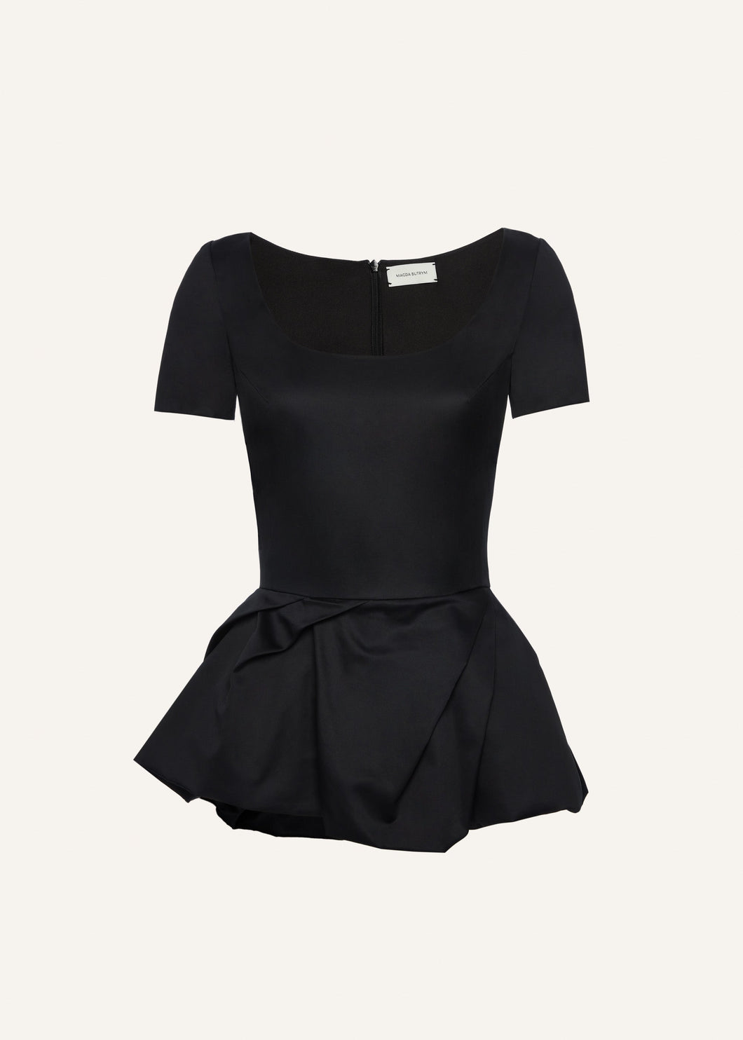 Silk peplum blouse in black