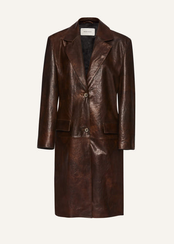 PF25 LEATHER 05 COAT BROWN