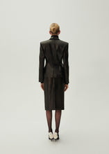 Load image into Gallery viewer, Low-waist leather midi skirt in black
