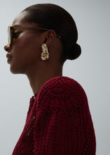 Load image into Gallery viewer, Hourglass earrings in gold with crystals
