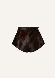 RE25 LEATHER 02 SHORTS BROWN