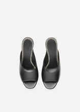 Load image into Gallery viewer, Leather wedge mules in black
