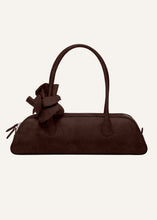 Load image into Gallery viewer, Brigitte trapeze bag in brown suede and silver
