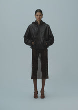 Load and play video in Gallery viewer, Hooded zip-up jacket in brown leather
