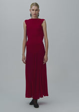 Load and play video in Gallery viewer, Drop waist cupro midi dress in red
