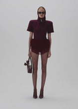 Load and play video in Gallery viewer, Ribbed short sleeve bodysuit in burgundy
