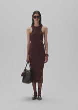 Load and play video in Gallery viewer, Racerfront ribbed knitwear dress in brown
